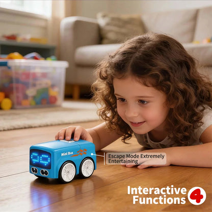 Masaverse Magic RC Mini Bus | Gesture Control + Line Following Smart Toy Car with LED Expression Lights — 4 Play Modes
