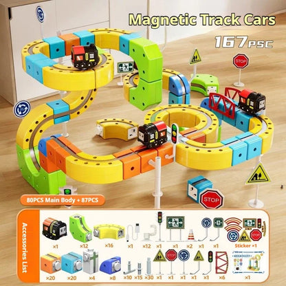 Masaverse Magnetic Building Blocks Train Set | STEM Easy-Connect Railway — Kids Gift