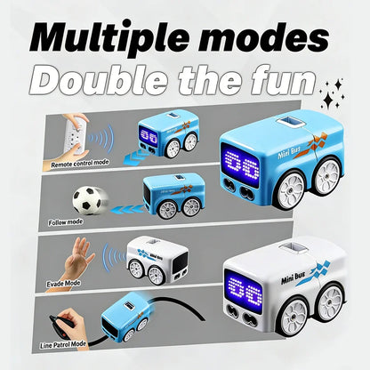 Masaverse Magic RC Mini Bus | Gesture Control + Line Following Smart Toy Car with LED Expression Lights — 4 Play Modes