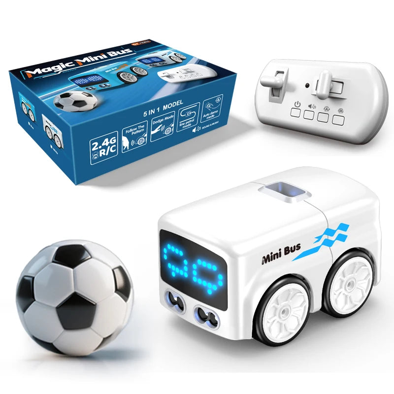 Masaverse Magic RC Mini Bus | Gesture Control + Line Following Smart Toy Car with LED Expression Lights — 4 Play Modes