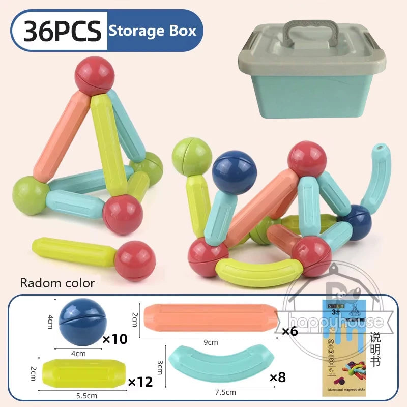 Masaverse Magnetic Constructor Building Blocks | Magnet Stick Rod Montessori STEM Toy