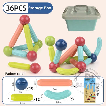 Masaverse Magnetic Constructor Building Blocks | Magnet Stick Rod Montessori STEM Toy