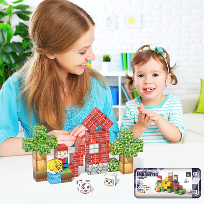 Masaverse Magnetic Cube Building Blocks Set | 40-Piece STEM Sensory Toy — Kids Gift