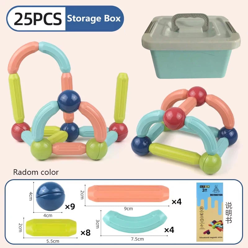 Masaverse Magnetic Constructor Building Blocks | Magnet Stick Rod Montessori STEM Toy