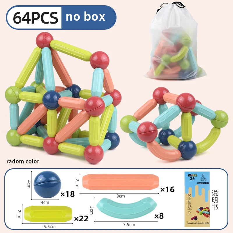 Masaverse Magnetic Constructor Building Blocks | Magnet Stick Rod Montessori STEM Toy