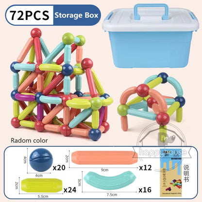 Masaverse Magnetic Constructor Building Blocks | Magnet Stick Rod Montessori STEM Toy