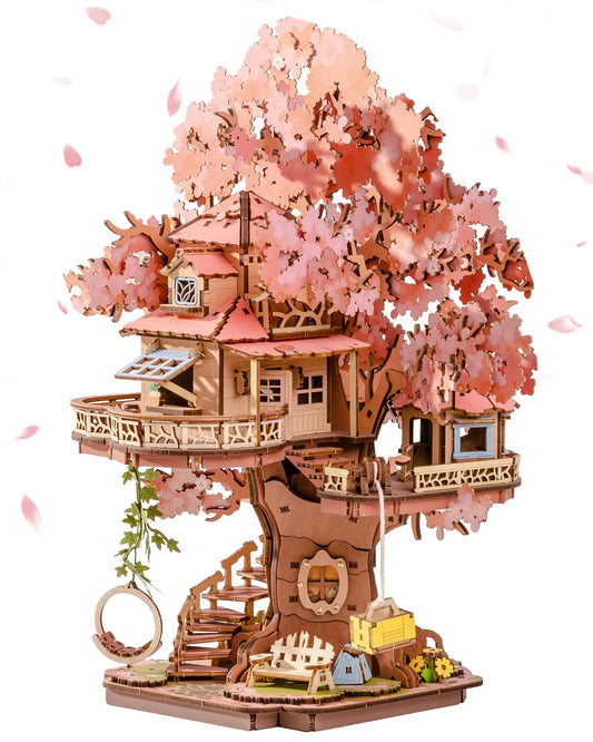 Masaverse Robotime Sakura Tree House 3D Puzzle Kit | DIY — Christmas Gift Adults