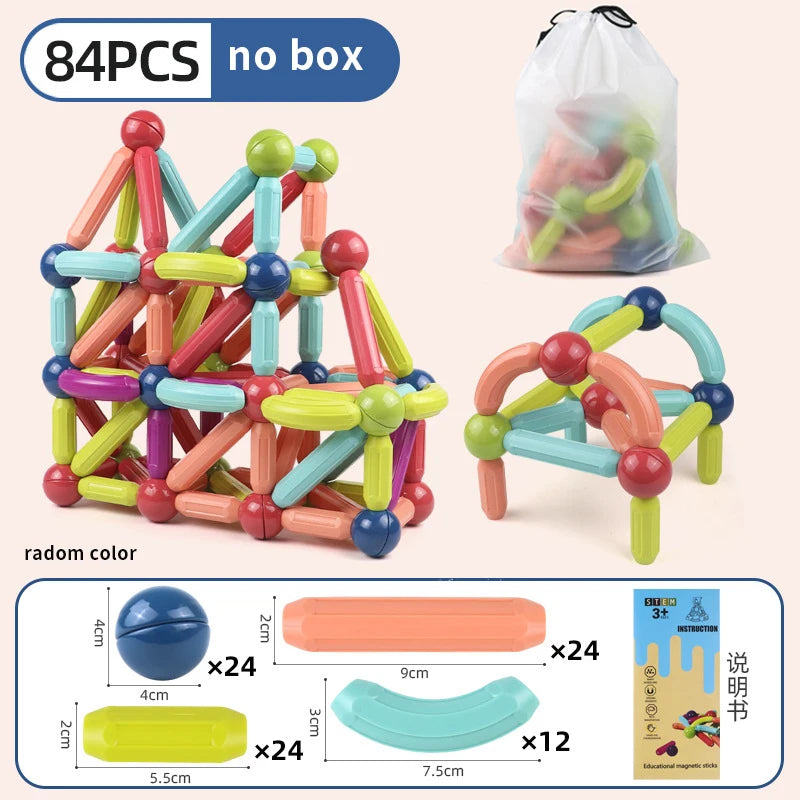 Masaverse Magnetic Constructor Building Blocks | Magnet Stick Rod Montessori STEM Toy