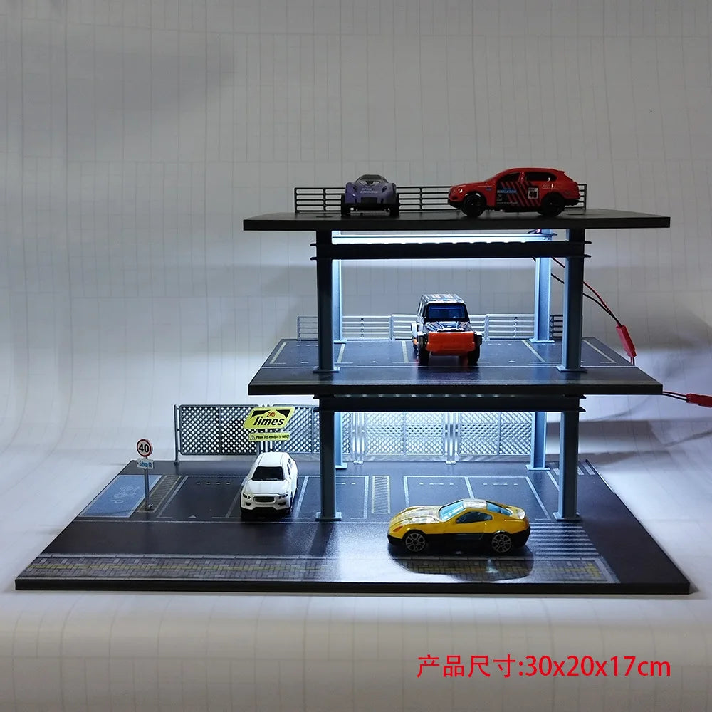 1:64 Diecast Garage Diorama | Stackable Parking Lot Scene Display Case for Hot Wheels & Matchbox