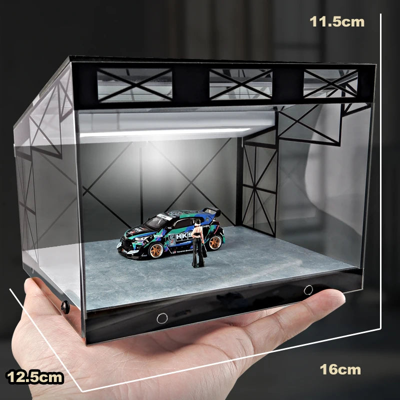 1:64 Acrylic Car Showroom Display Box | Garage Scene Storage for Hot Wheels & Diecast