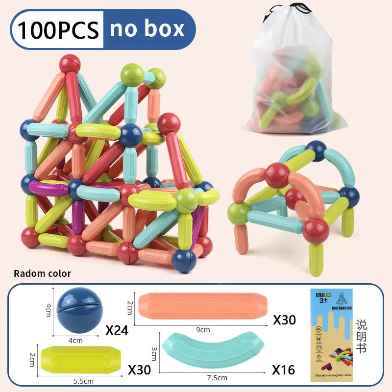 Masaverse Magnetic Constructor Building Blocks | Magnet Stick Rod Montessori STEM Toy