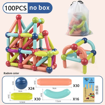 Masaverse Magnetic Constructor Building Blocks | Magnet Stick Rod Montessori STEM Toy