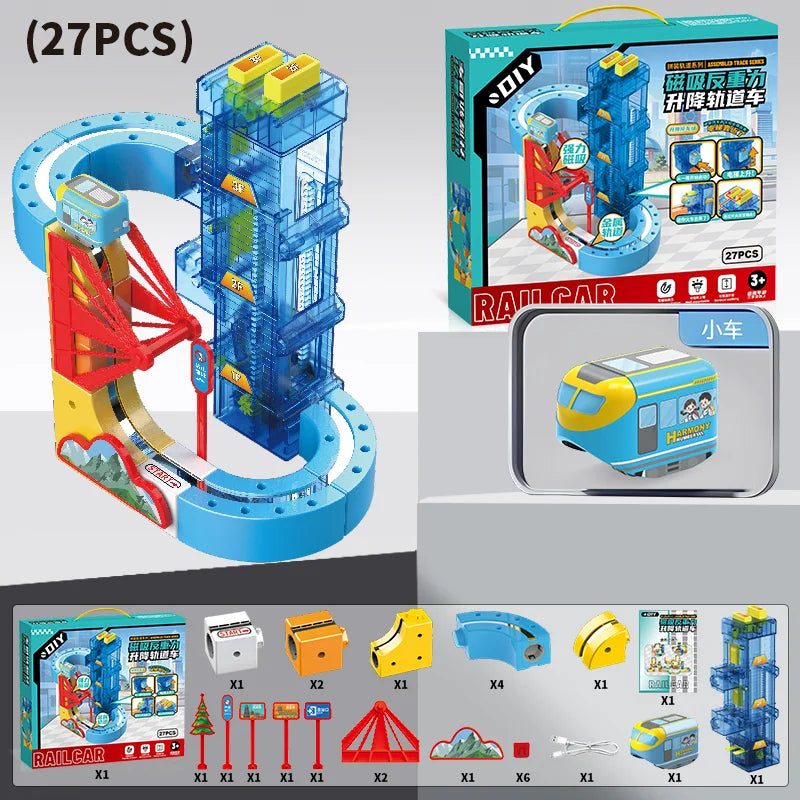 Masaverse Magnetic Anti-Gravity Track Set | STEM DIY Railway — Kids Gift 100+ Pcs