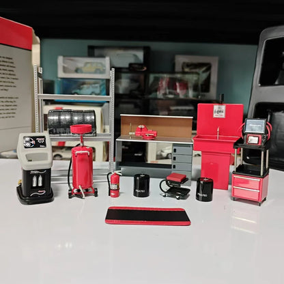 WELLY 1:18 Diecast Garage Repair Shop Scene | Alloy Car Model Display Set for Collectors