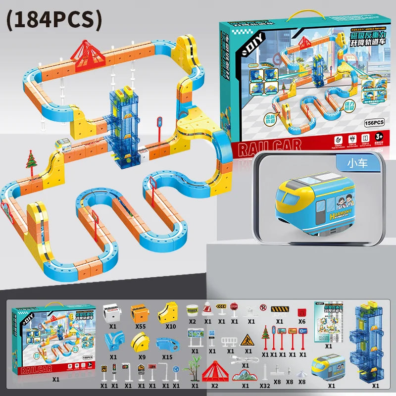 Masaverse Magnetic Anti-Gravity Track Set | STEM DIY Railway — Kids Gift 100+ Pcs