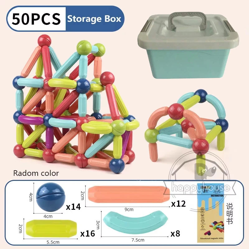 Masaverse Magnetic Constructor Building Blocks | Magnet Stick Rod Montessori STEM Toy