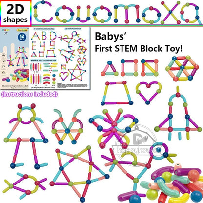 Masaverse Magnetic Constructor Building Blocks | Magnet Stick Rod Montessori STEM Toy