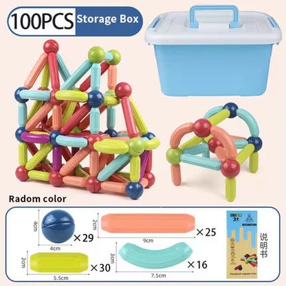 Masaverse Magnetic Constructor Building Blocks | Magnet Stick Rod Montessori STEM Toy