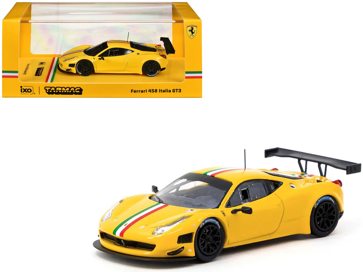 Tarmac Works Ferrari 458 Italia GT3 Yellow Italian Flag Stripes 1:64