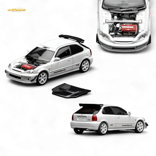 MOTORHELIX Honda Civic Type R EK9 J's Racing Livery White 1:64