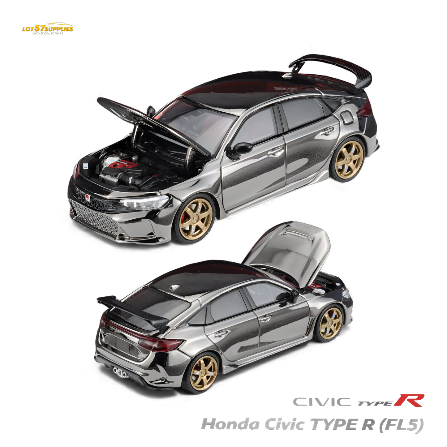 MH Honda Civic Type R FL5 Chrome Gun Black 1:64