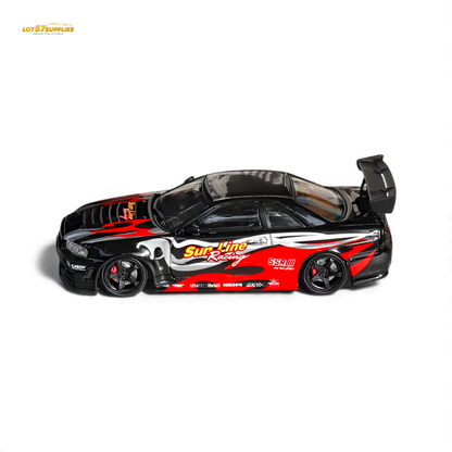 Fuji Skyline R34 GT-R Nismo Z-Tune Black Red Flame 1:64