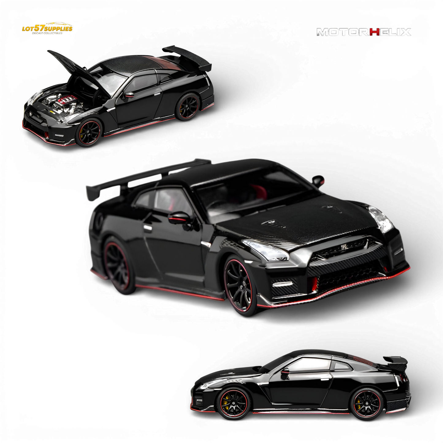 (Pre-Order) MOTORHELIX Nissan GT-R NISMO R35 2022 - Meteor Black 1:64