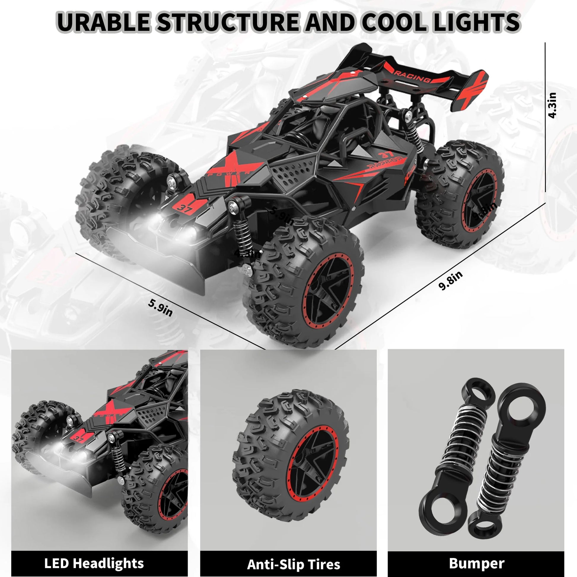 RC Cars Toys for Boys,15Mph High Speed Remote Control Cars with Headlight,Rc Truck off Road for Kid 6-12 Christmas Birthday Gifts