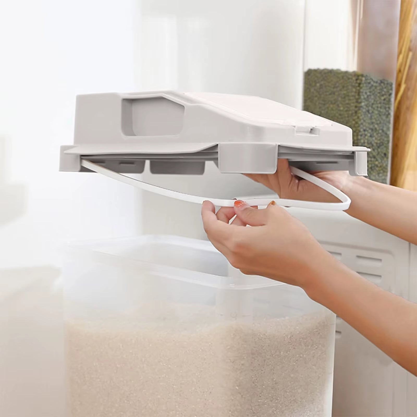 Large Airtight 20Lb Rice Container Food Storage Cereal Container Pet Dog Food Container with Wheels + Hot Dog Storage for Fridge