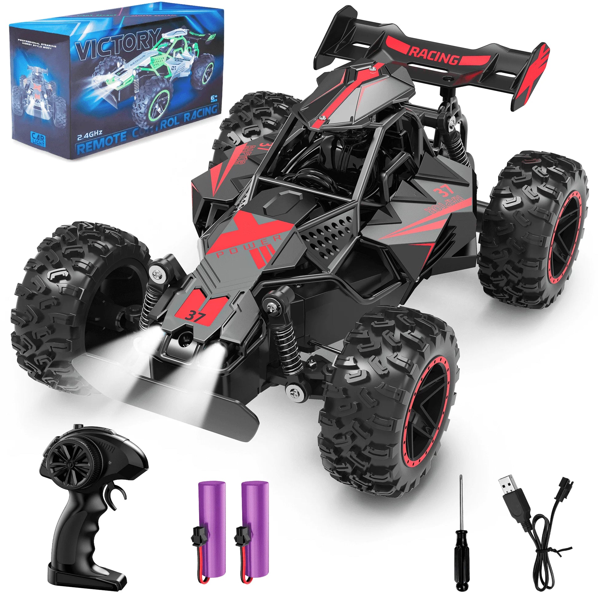 RC Cars Toys for Boys,15Mph High Speed Remote Control Cars with Headlight,Rc Truck off Road for Kid 6-12 Christmas Birthday Gifts