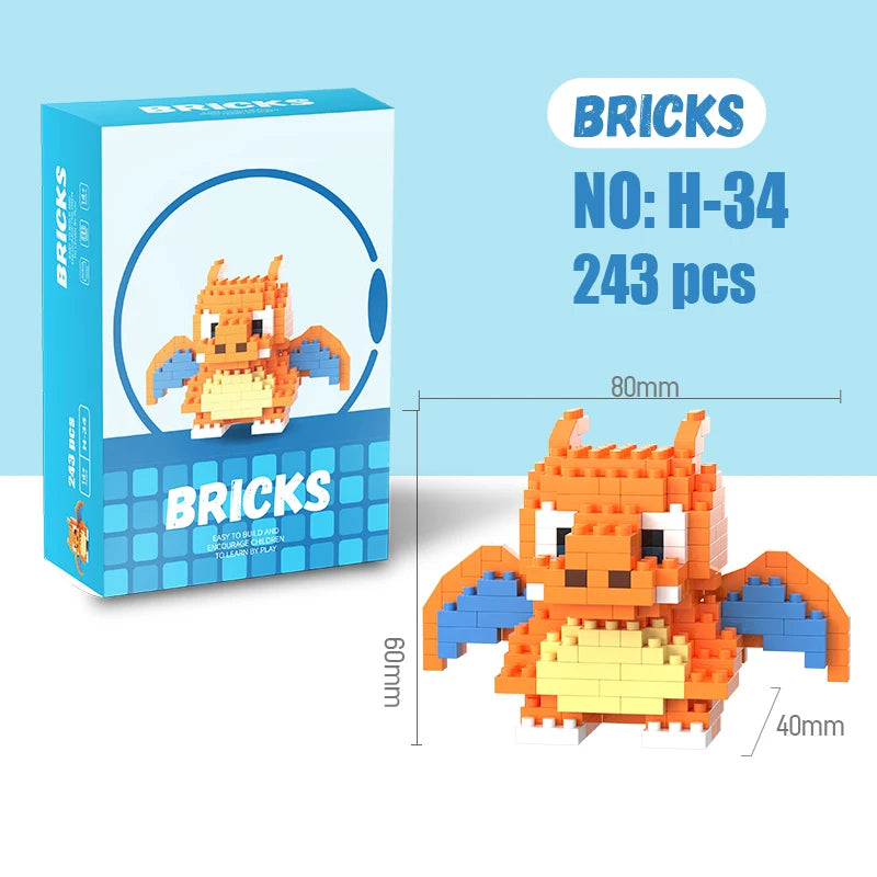 Pokemon Building Blocks Pokémon Gengar Action Cartoon Character Pikachu Charizard Model Building Block for Boys Birthday Gifts