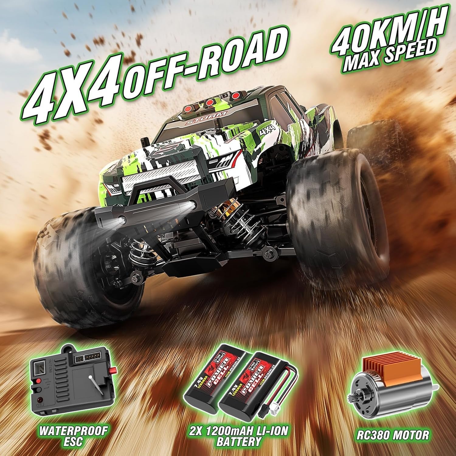 1/18 Brushless RC Cars for Adults Fast + Mph, RC Trucks 4X4 Offroad Waterproof