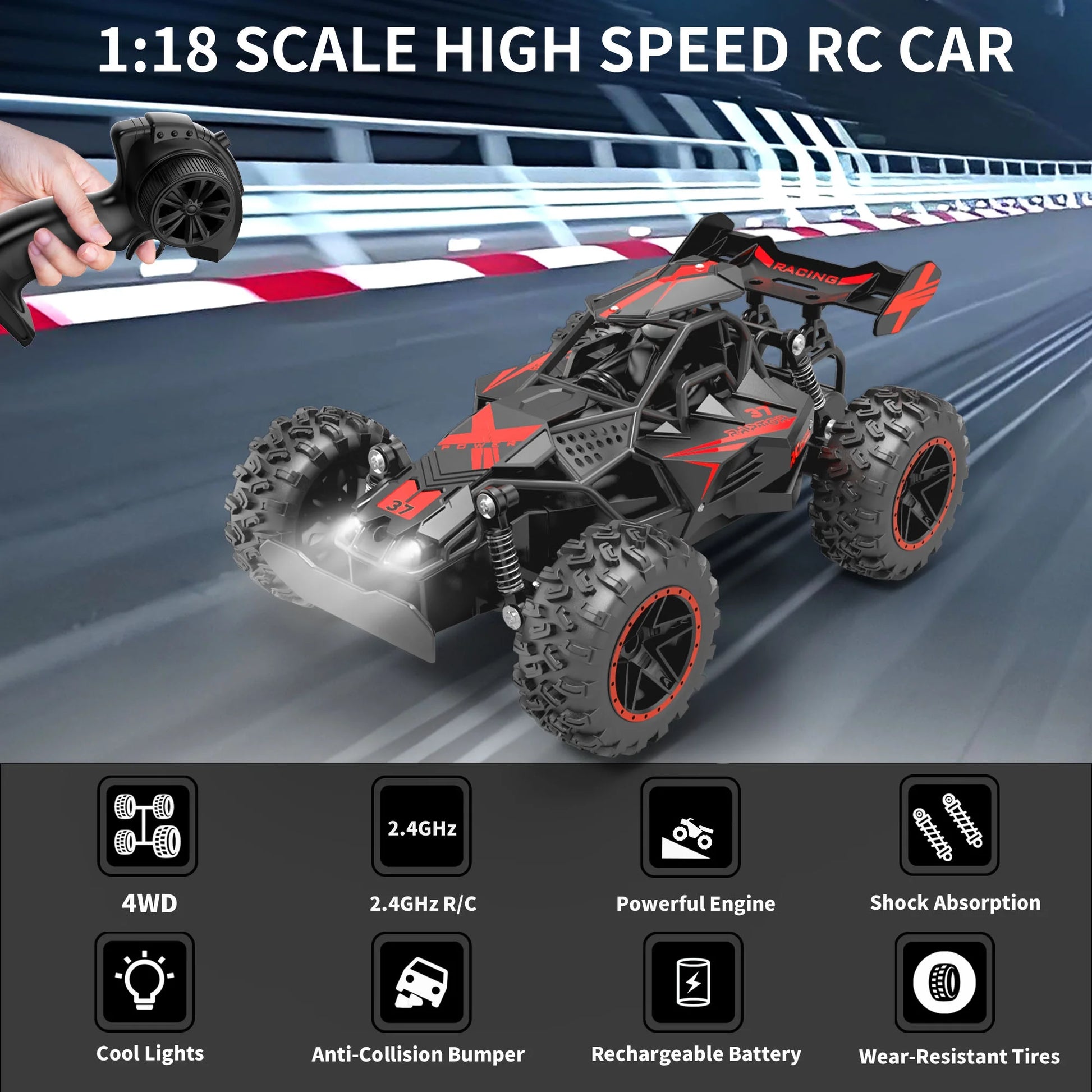 RC Cars Toys for Boys,15Mph High Speed Remote Control Cars with Headlight,Rc Truck off Road for Kid 6-12 Christmas Birthday Gifts