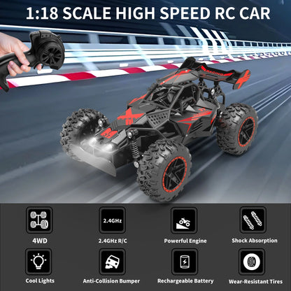 RC Cars Toys for Boys,15Mph High Speed Remote Control Cars with Headlight,Rc Truck off Road for Kid 6-12 Christmas Birthday Gifts
