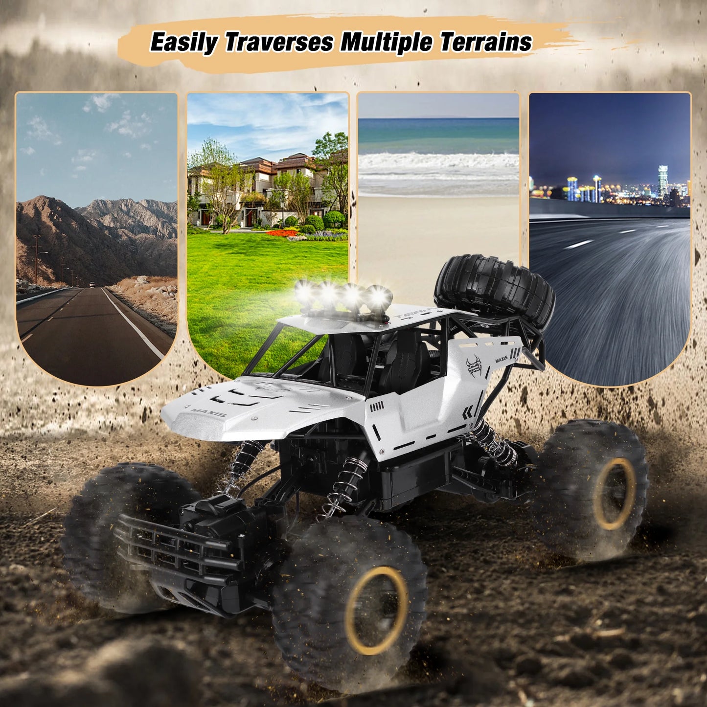 1:12 Large RC Cars,4Wd Large Remote Control Monster Truck 2.4 Ghz Alloy RC Cars for Kids Adults Aged 6 + Birthday Gifts (Silver)