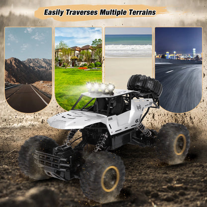 1:12 Large RC Cars,4Wd Large Remote Control Monster Truck 2.4 Ghz Alloy RC Cars for Kids Adults Aged 6 + Birthday Gifts (Silver)