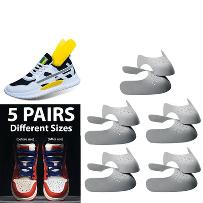 5 Pairs Shoe Crease Protectors, Anti-Wrinkle Toe Box Shield Covers, Adjustable & Reusable Force Fields for Sneaker Care