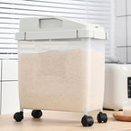 Large Airtight 20Lb Rice Container Food Storage Cereal Container Pet Dog Food Container with Wheels + Hot Dog Storage for Fridge