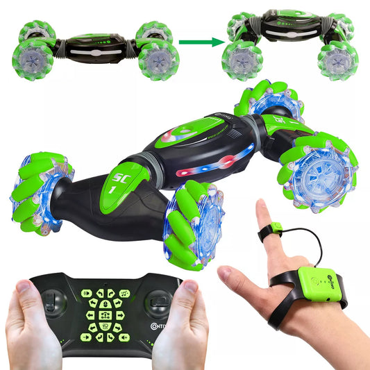 Contixo SC1 Remote Control Car, 2.4Ghz 4WD Gesture Sensor RC Stunt Car 1:12 Scale with 360° Spins, LED Lights, Double-Sided Driving