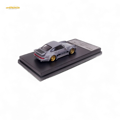 Flame Porsche 964 RWB Whale Tale Cement Gray 1:64