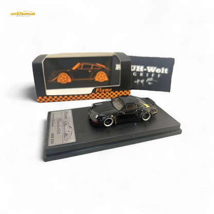 Flame Porsche 964 RWB Ducktail Gloss Black 1:64