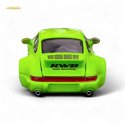 Flame Porsche 964 RWB Ducktail Fluorescent Green 1:64