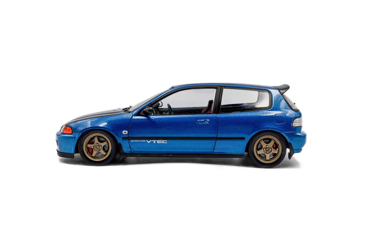 Solido 1991 Honda Civic EG6 SiR II Solido Works Cobalt Blue Pearl w/ Carbon Fiber Hood 1:18