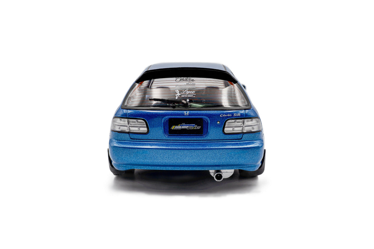 Solido 1991 Honda Civic EG6 SiR II Solido Works Cobalt Blue Pearl w/ Carbon Fiber Hood 1:18