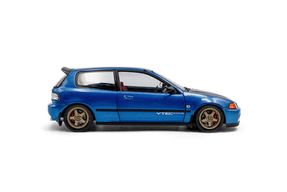Solido 1991 Honda Civic EG6 SiR II Solido Works Cobalt Blue Pearl w/ Carbon Fiber Hood 1:18