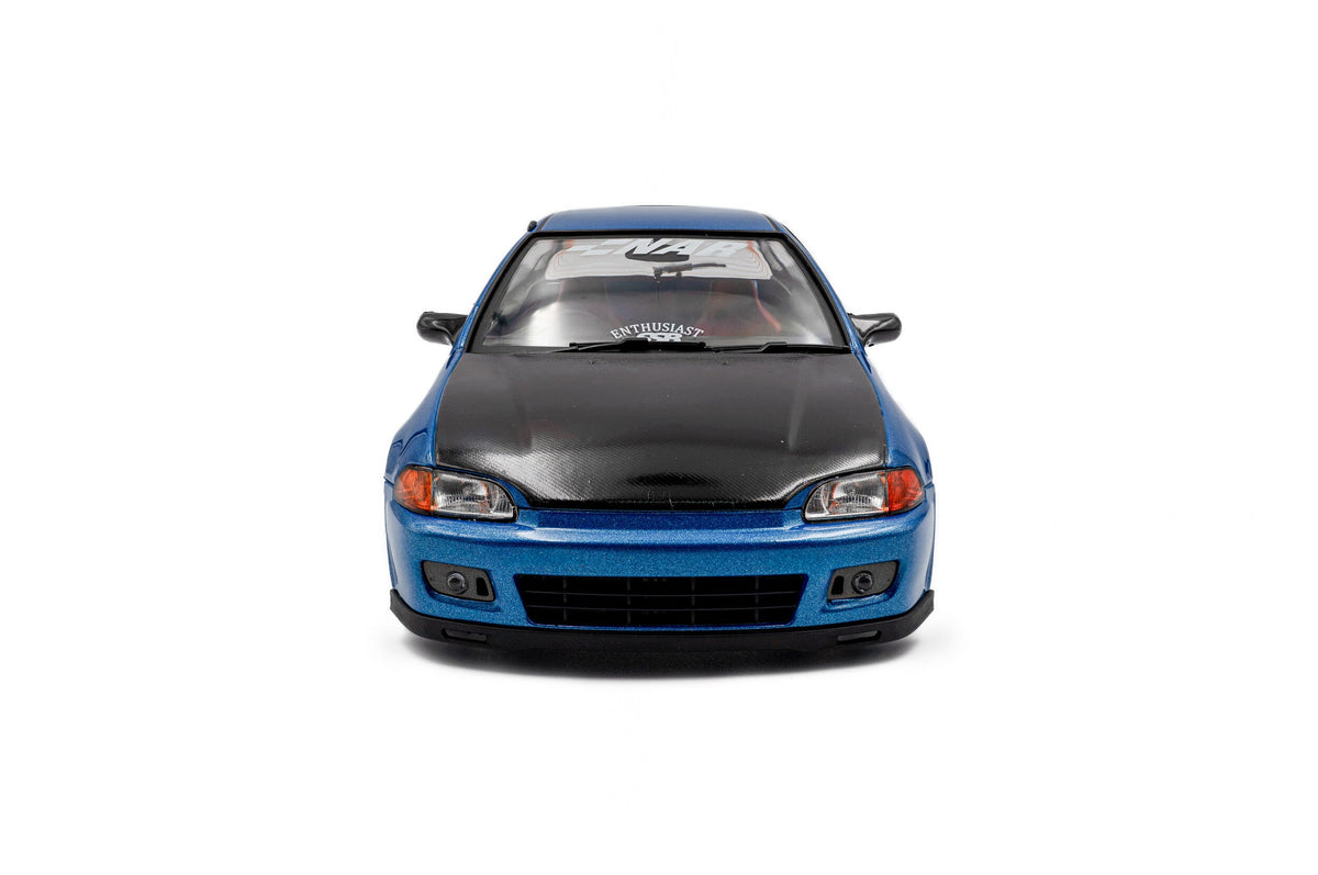 Solido 1991 Honda Civic EG6 SiR II Solido Works Cobalt Blue Pearl w/ Carbon Fiber Hood 1:18
