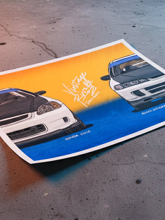 Vintage Rivals - Honda EK9 v Acura DC2 Type-R Poster